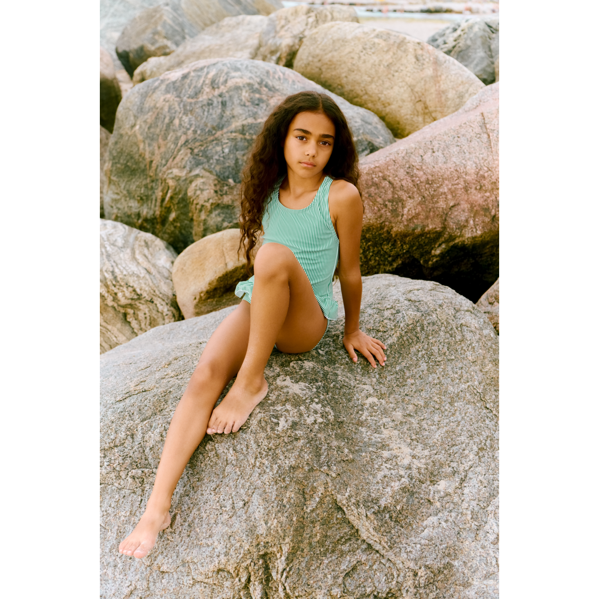 Liewood Maillot de Bain à Rayures AMARA - Bright garden / Creme de la creme - Maillot de bain