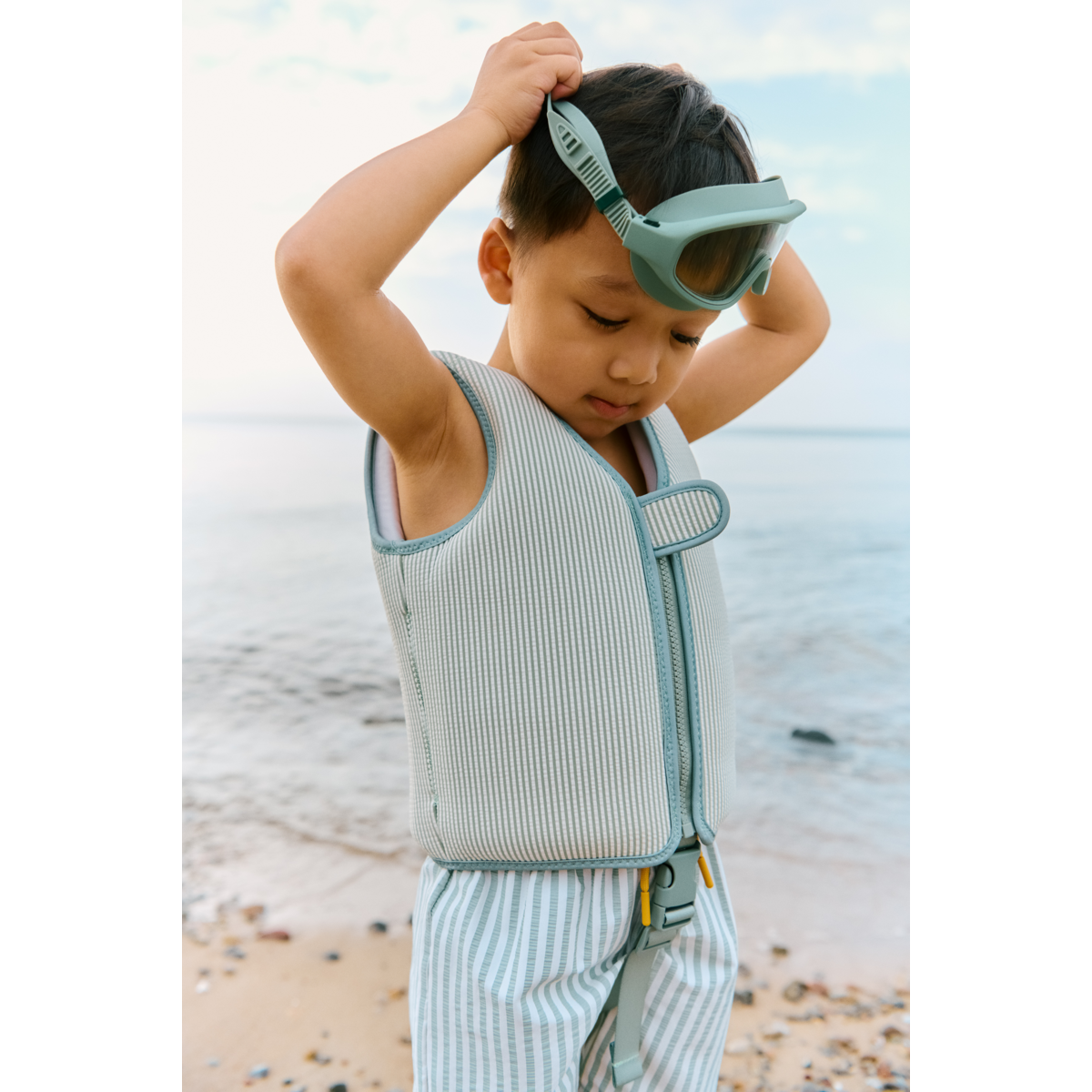 Gilet de Bain en Tissu Gaufré DOVE - Peppermint / Sandy