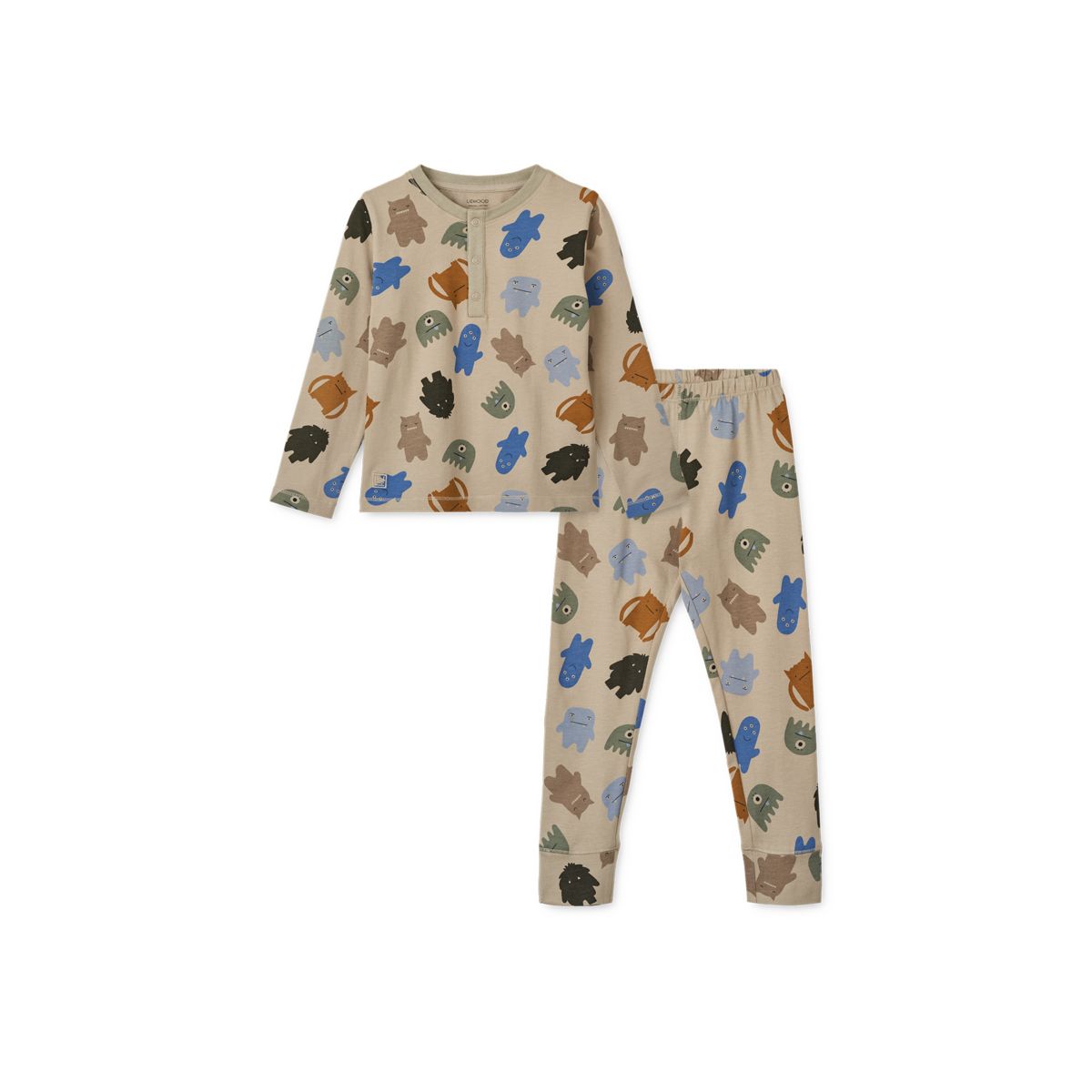 Liewood Wilhelm Printed Pyjamas Set - Monster / Mist - PYJAMAS SET