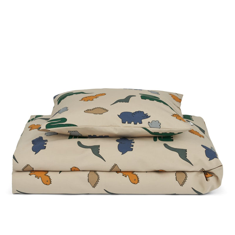 Liewood Linge de lit Ingeborg 100x140 - Dinosaurs / Mist - Linge de lit