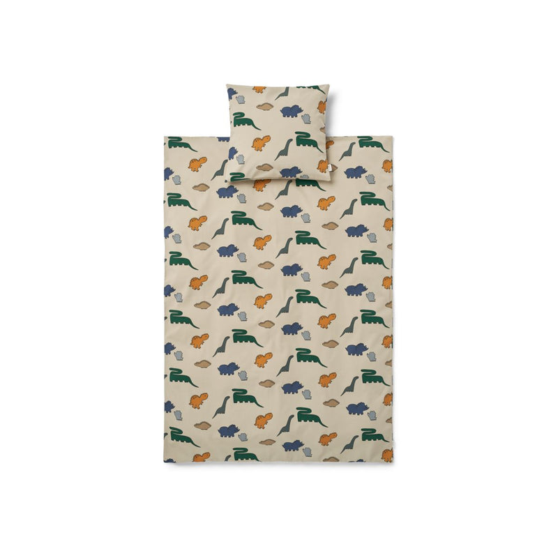 Liewood Linge de lit Ingeborg 100x140 - Dinosaurs / Mist - Linge de lit
