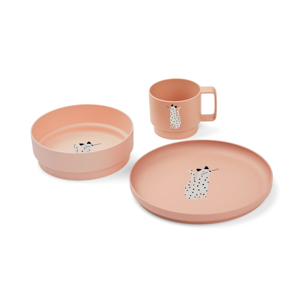 Liewood Set vaisselle Archi - Cat / Tuscany rose - Ensemble de vaisselle