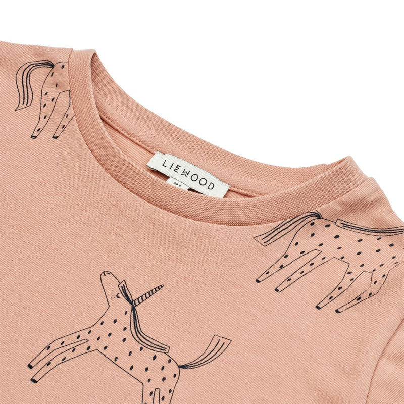 Liewood T-shirt imprimé à manches courtes Apia - Unicorn / Pale tuscany - T-shirt