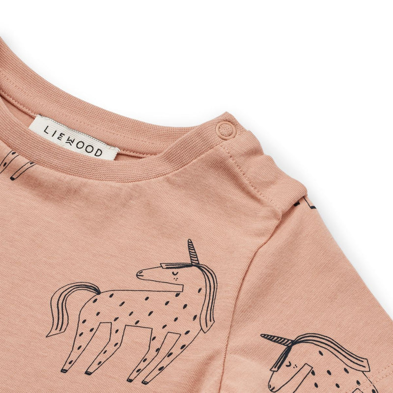 Liewood T-shirt bébé imprimé à manches courtes Apia - Unicorn / Pale tuscany - T-shirt