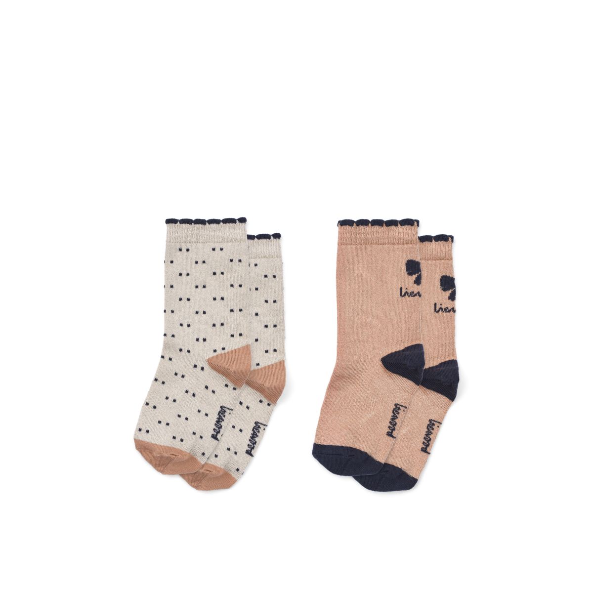 Liewood Paquet de 2 chaussettes Azenore - Bow Tuscany rose / Double dots mix - Chaussettes/Bas