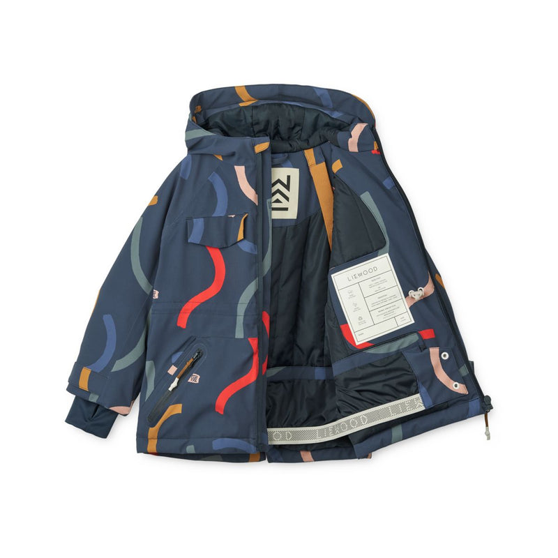 Liewood Blouson de ski Kalle - Graphic swirls / Classic navy - Veste