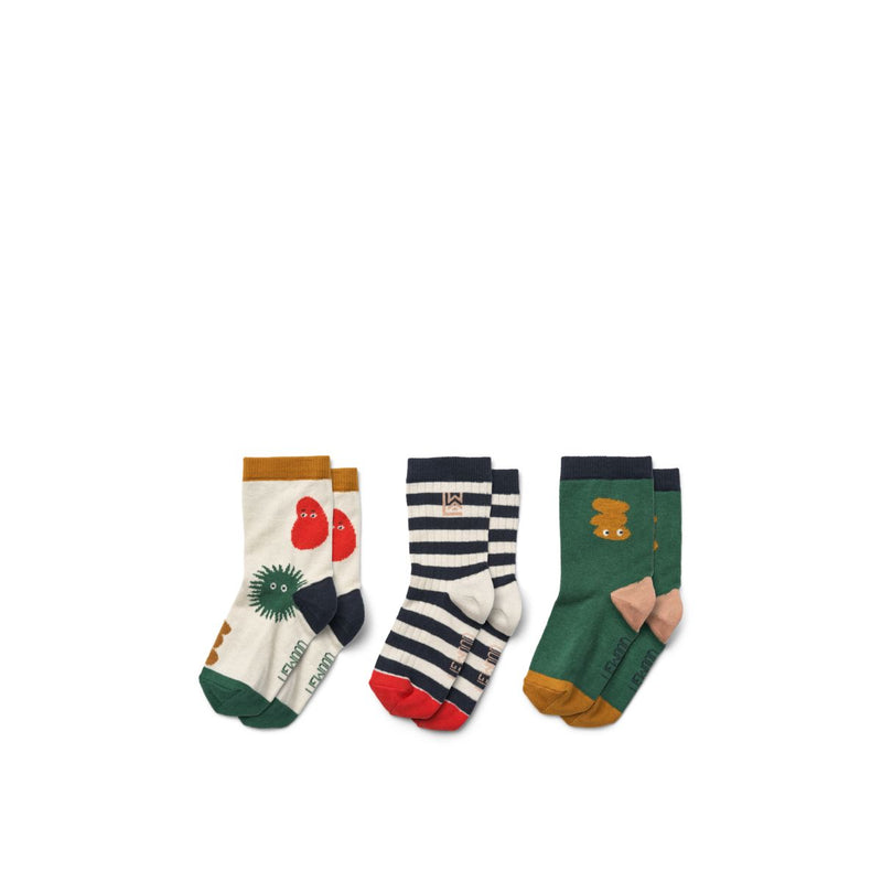 Liewood Lot de 3 chaussettes Silas - The Liewood gang / Sandy mix - Chaussettes/Bas