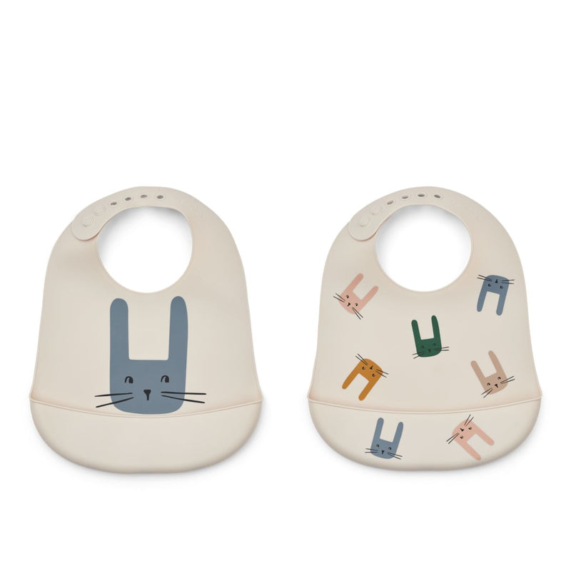 Liewood Lot de 2 bavoirs en silicone Tilda - Bunny / Sandy - Bavoir