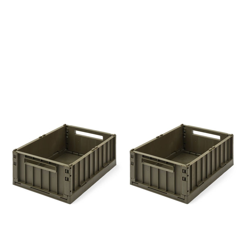 Liewood Lot de 2 boîtes de rangement Weston taille M - Army brown - Boîtes de rangement