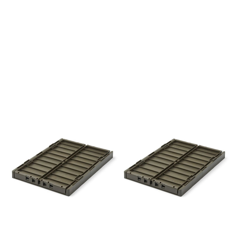 Liewood Lot de 2 boîtes de rangement Weston taille M - Army brown - Boîtes de rangement