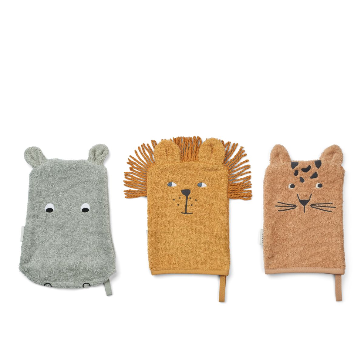 Liewood Lot de 3 gants de bain Sylvester - Safari mix - Serviettes / Gants de toilettes