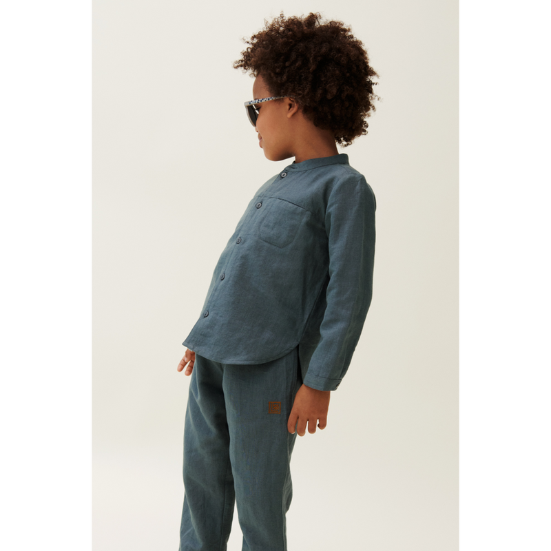 Liewood Chemise En Lin À Col Cravate Flynn - Whale blue - Chemise