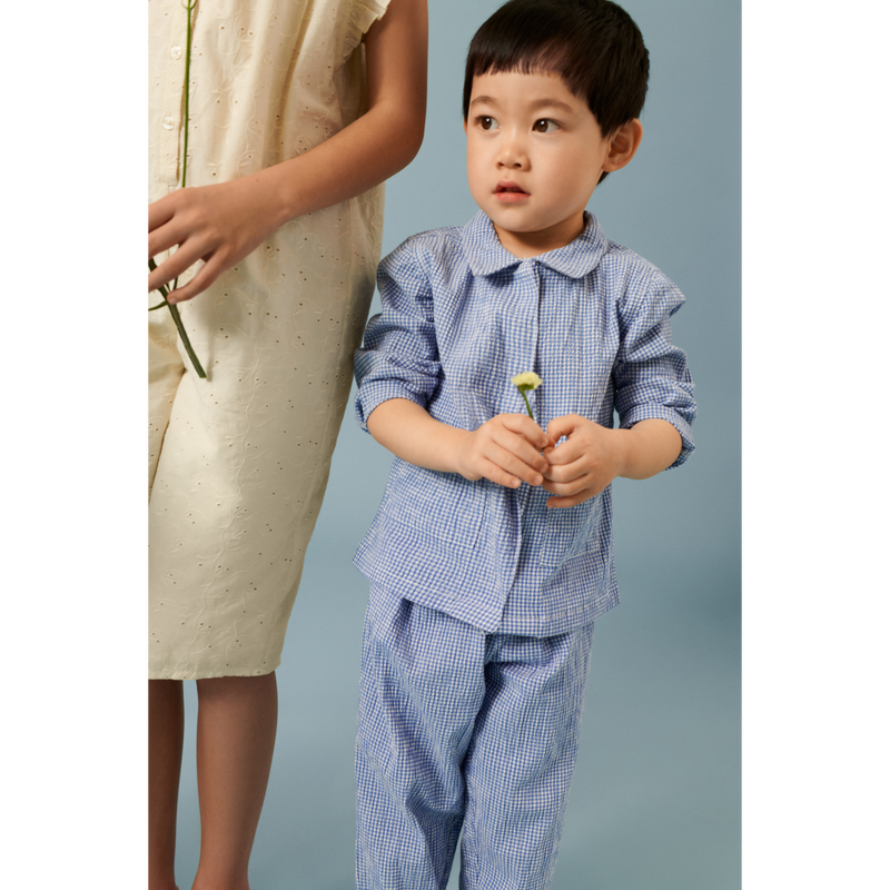 Liewood Surchemise À Carreaux En Crépon De Coton Kory - Y/D Check Riverside / Crisp white - Veste