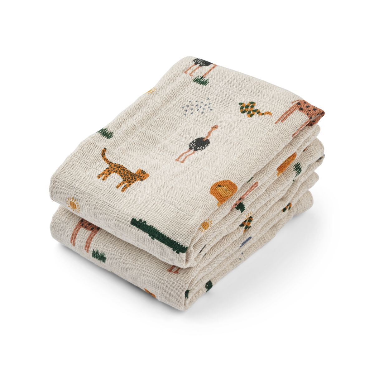 Lot de 2 langes en mousseline Lewis - Safari sandy mix
