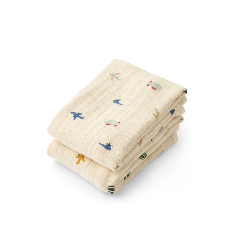 Liewood Lot de 2 langes en mousseline Lewis - Aviator / Ecru - Langes en mousseline