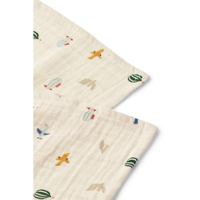 Liewood Lot de 2 langes en mousseline Lewis - Aviator / Ecru - Langes en mousseline