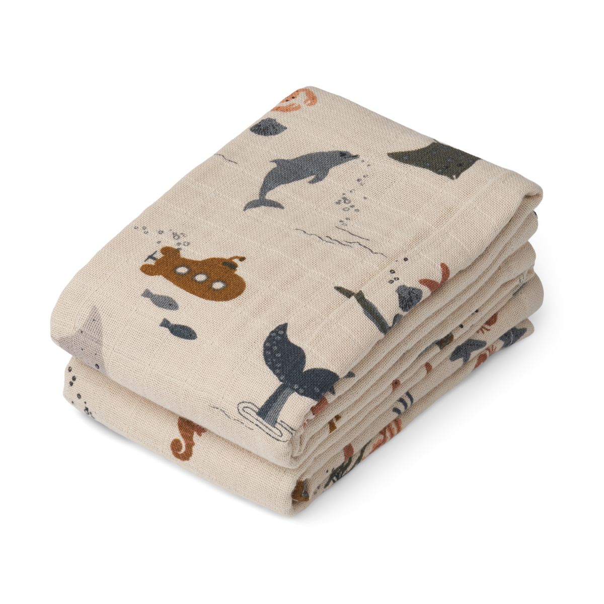 Lot de 2 langes en mousseline Lewis - Sea creature / Sandy