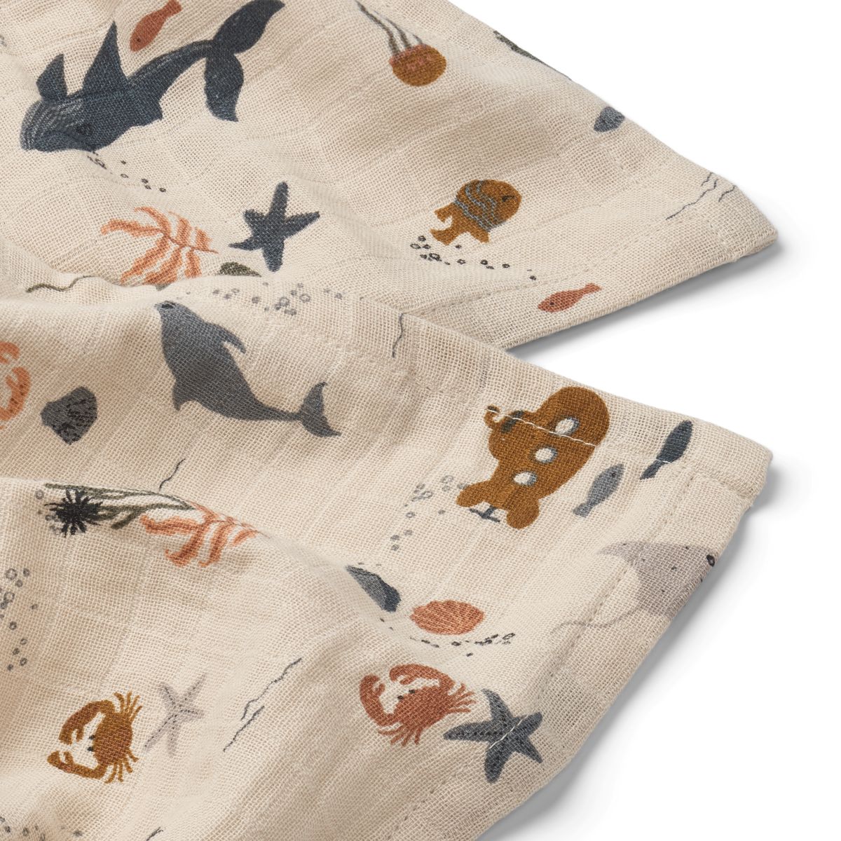 Lot de 2 langes en mousseline Lewis - Sea creature / Sandy
