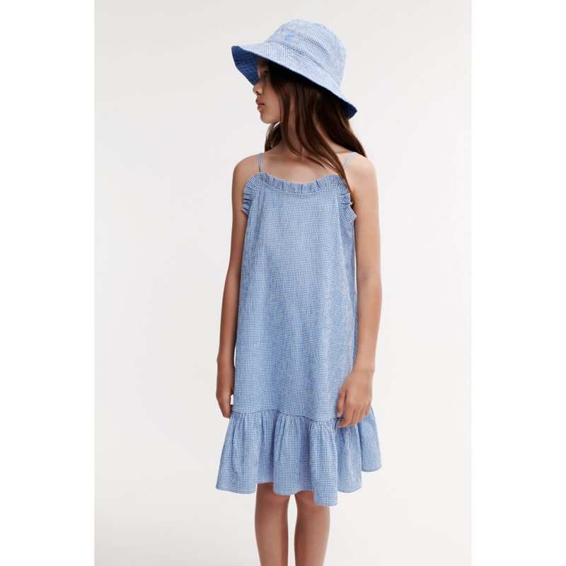 Liewood Chapeau DAMON en seersucker - Y/D Check Riverside / Crisp white - Chapeaux & Casquettes