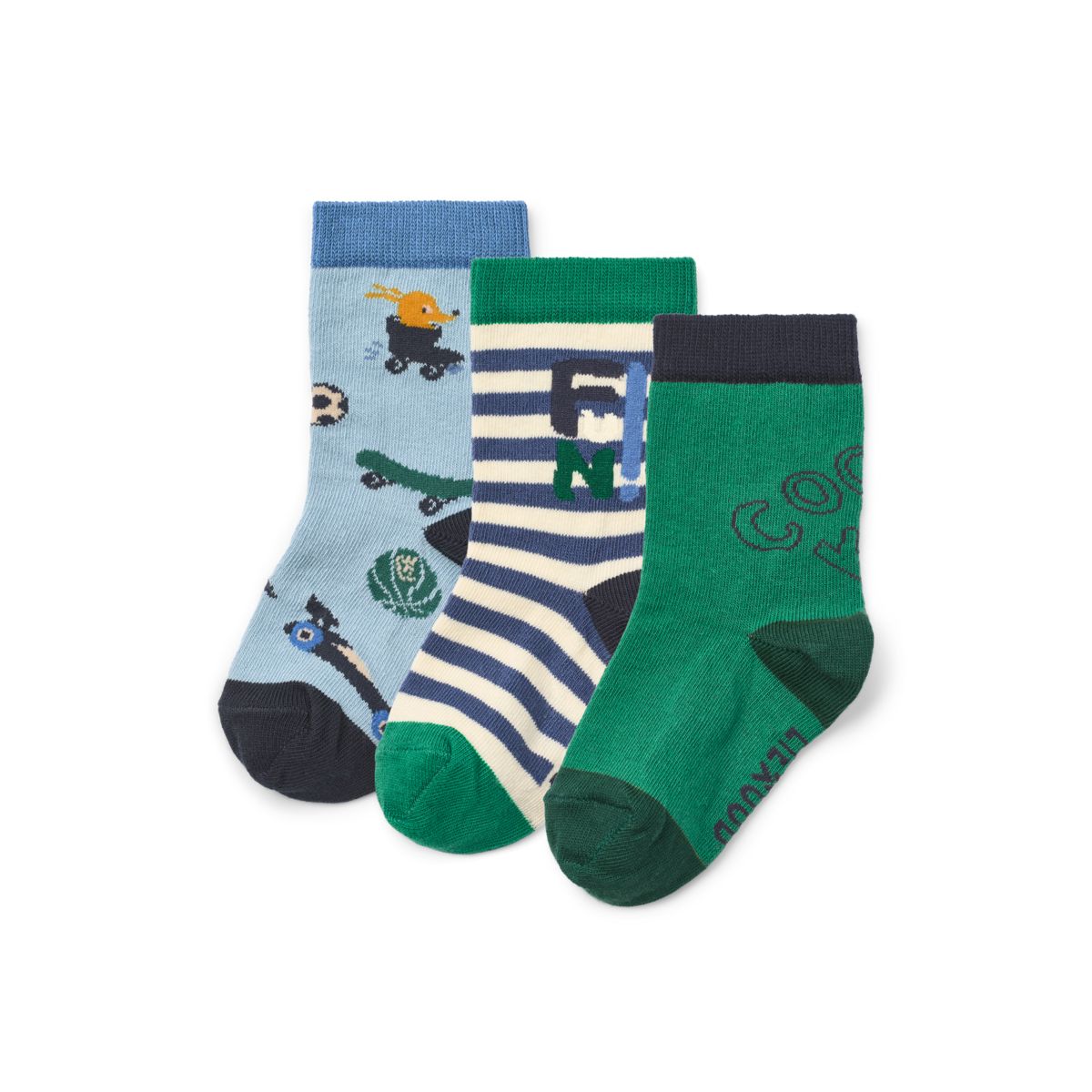 Liewood Lot de 3 chaussettes Silas - Fun / Beach blue mix - Chaussettes/Bas