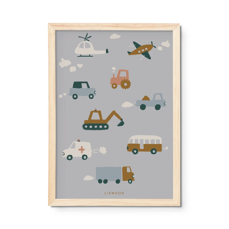 Liewood Affiche Beverly - Vehicles / Dove blue - Affiche