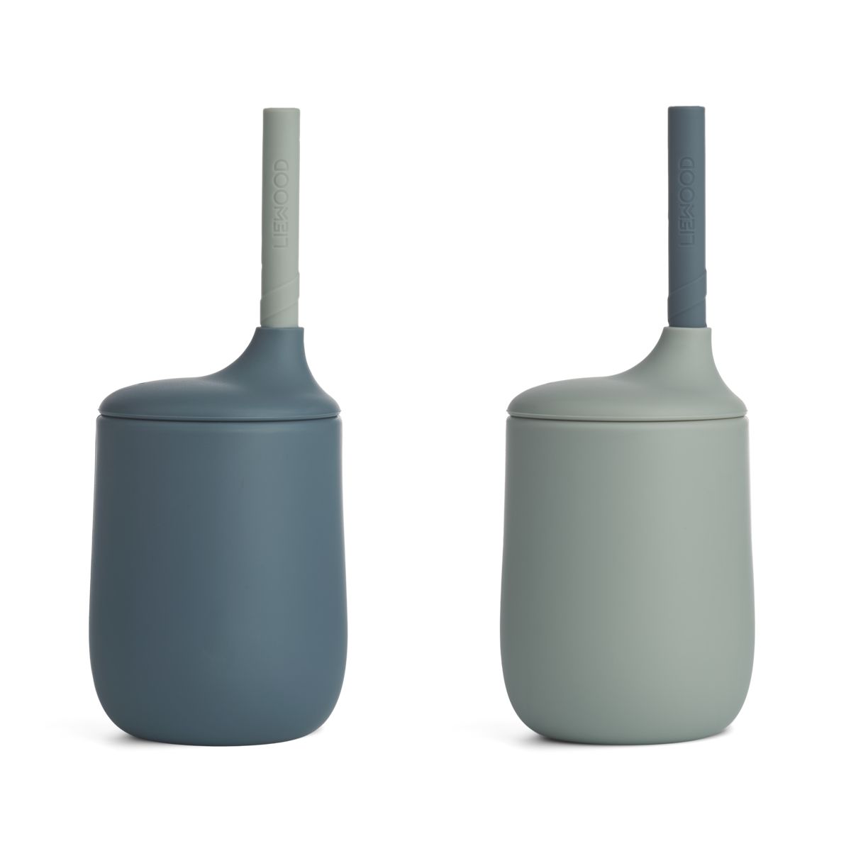 Liewood Gobelet avec paille Ellis - Whale blue / Dove blue mix - Gobelet