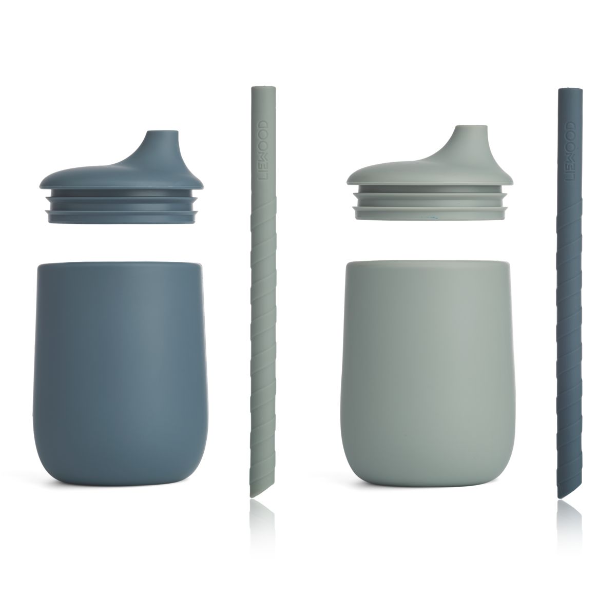 Liewood Gobelet avec paille Ellis - Whale blue / Dove blue mix - Gobelet
