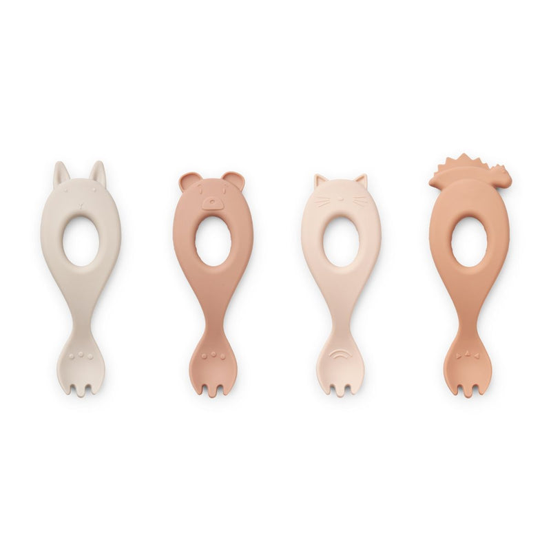 Liewood Liva Fourchette en Silicone 4 Pack - Rose multi mix - Couverts