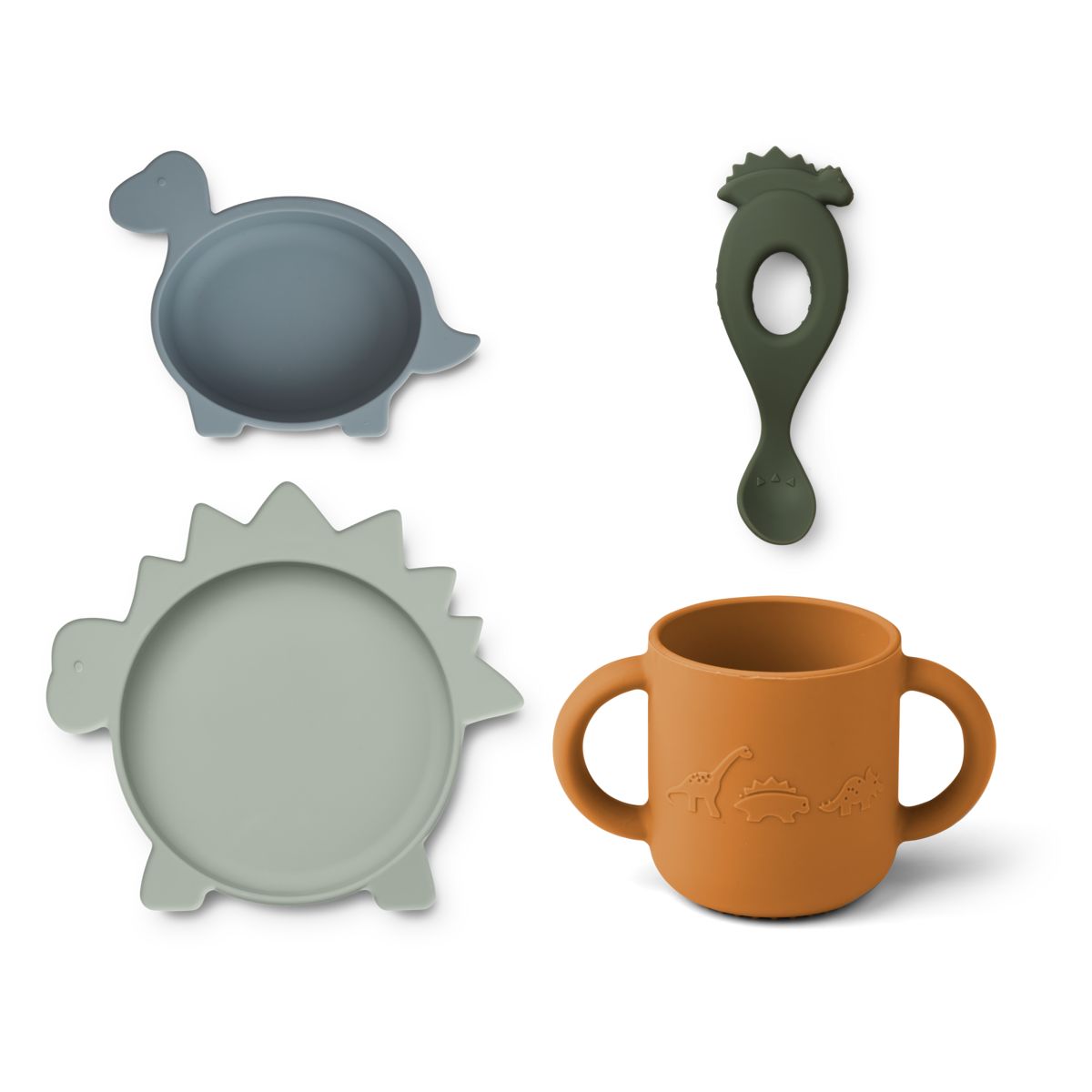 Liewood Coffret repas en silicone Vivi - Dino blue multi mix - Ensemble de vaisselle