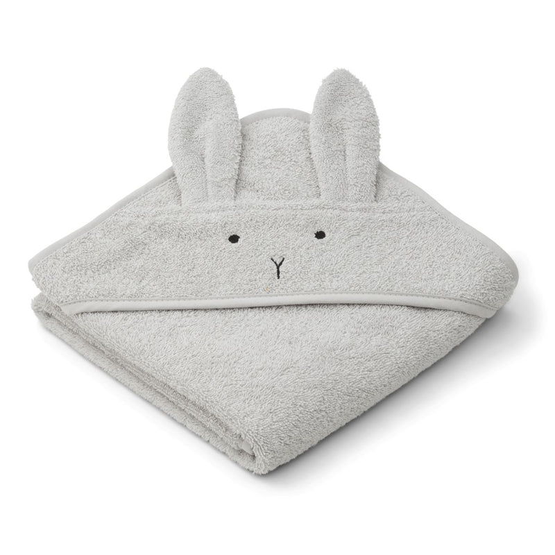 Liewood Serviette bébé à capuche Albert - Rabbit dumbo grey - Serviettes / Gants de toilettes