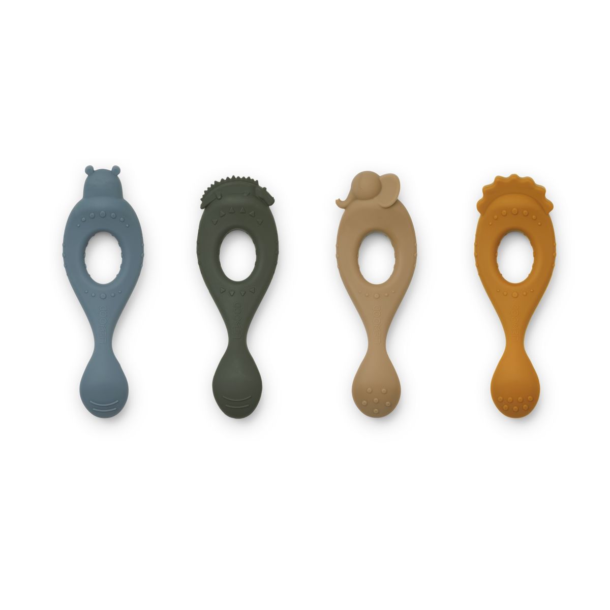 Liewood Lot de 4 cuillères en silicone Liva - Safari/blue multi mix - Couverts