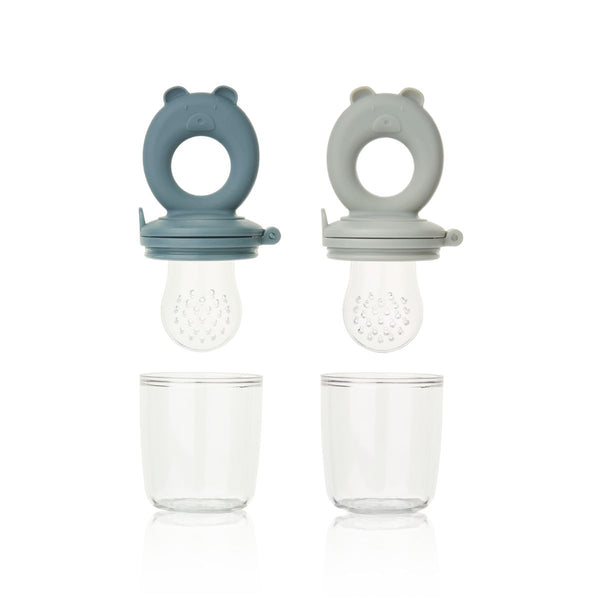Liewood Lot de 2 tétines alimentaires Miranda - Whale blue / Dove blue - Tétine grignoteuse