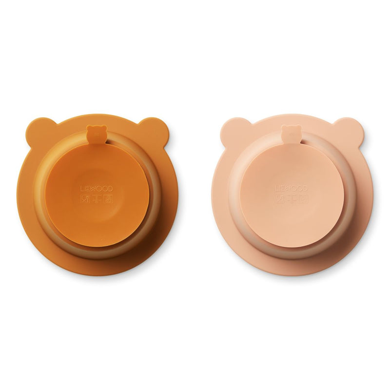 Liewood Lot de 2 Bols à Ventouse Peony - Mustard / tuscany rose mix - Bols