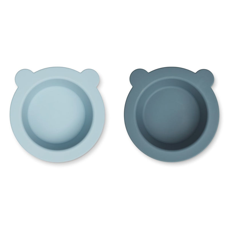 Liewood Lot de 2 Bols à Ventouse Peony - Sea blue / Whale blue - Bols