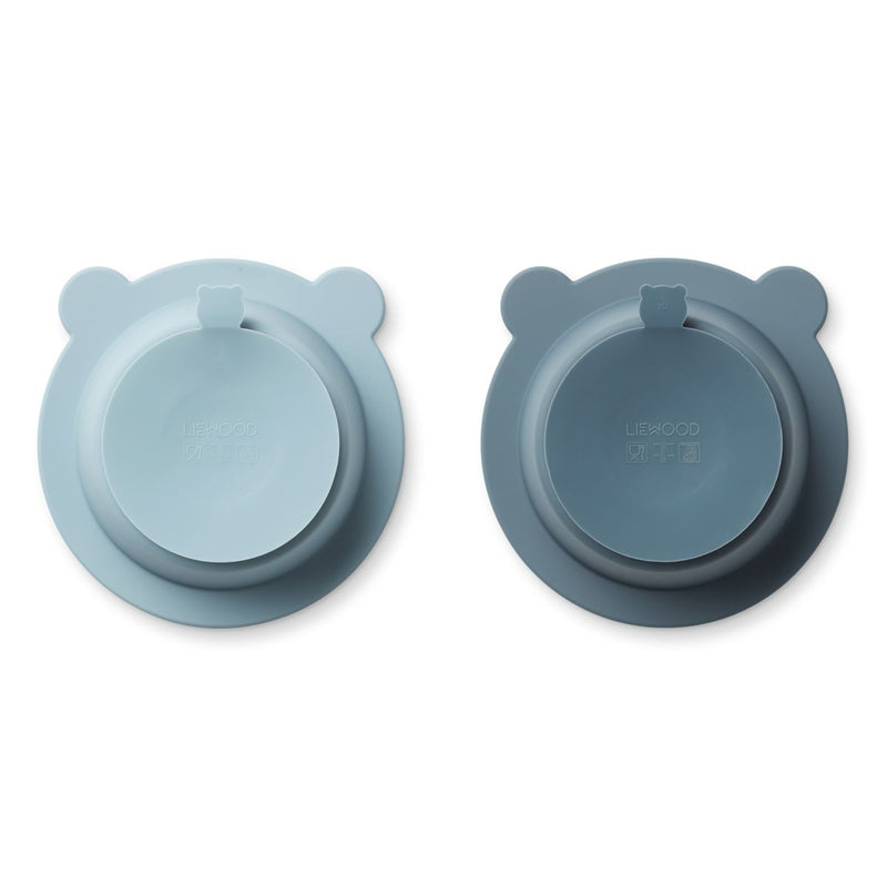 Liewood Lot de 2 Bols à Ventouse Peony - Sea blue / Whale blue - Bols