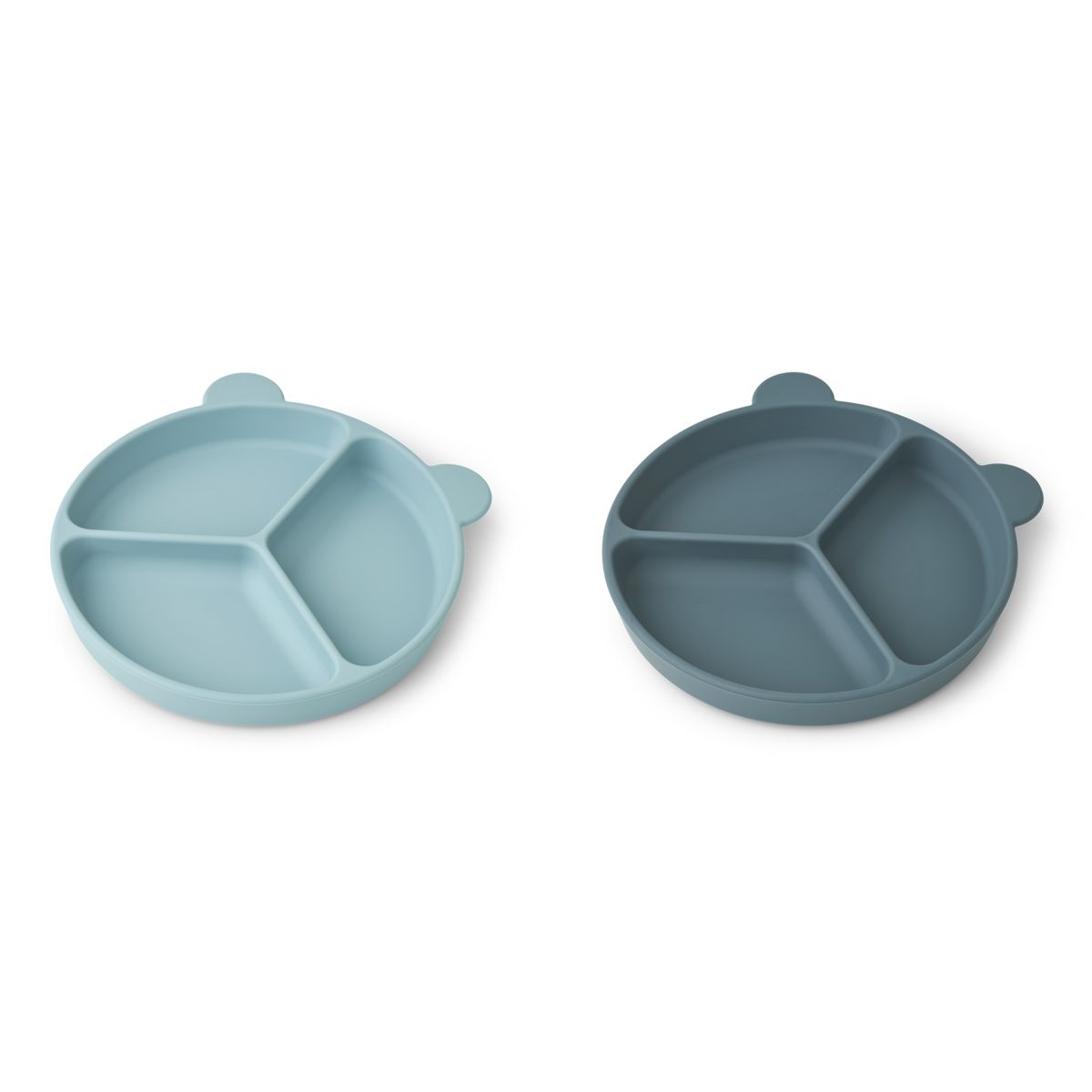 Liewood Lot de 2 assiettes à compartiment Stacy - Sea blue / Whale blue - Assiettes