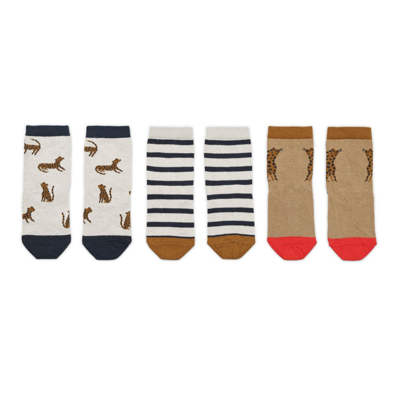 Liewood Lot de 3 chaussettes Silas - Leopard / Sandy - Chaussettes/Bas