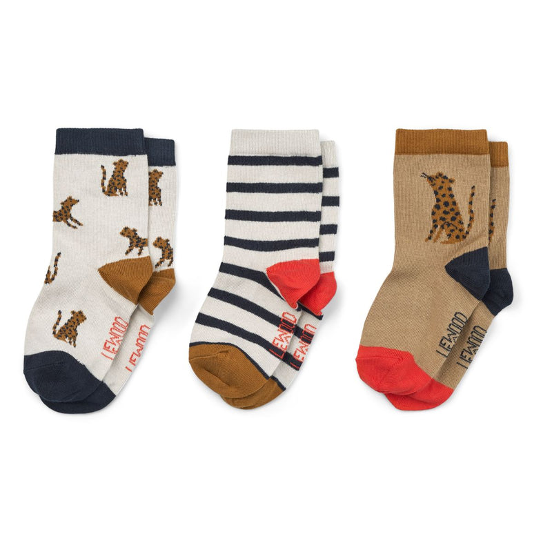 Liewood Lot de 3 chaussettes Silas - Leopard / Sandy - Chaussettes/Bas