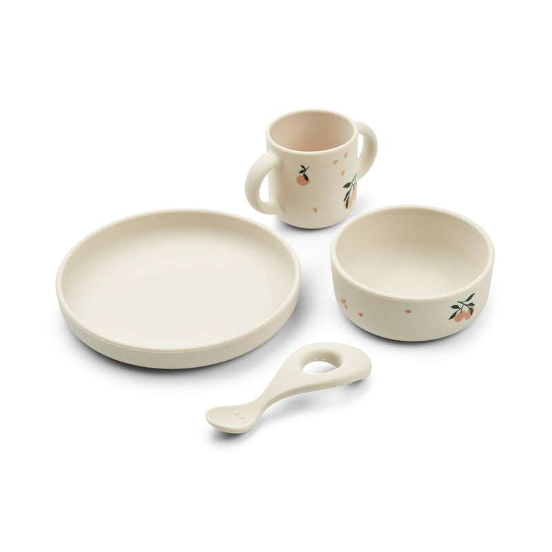 Liewood Coffret repas en silicone Vivi - Peach / Sea shell mix - Ensemble de vaisselle