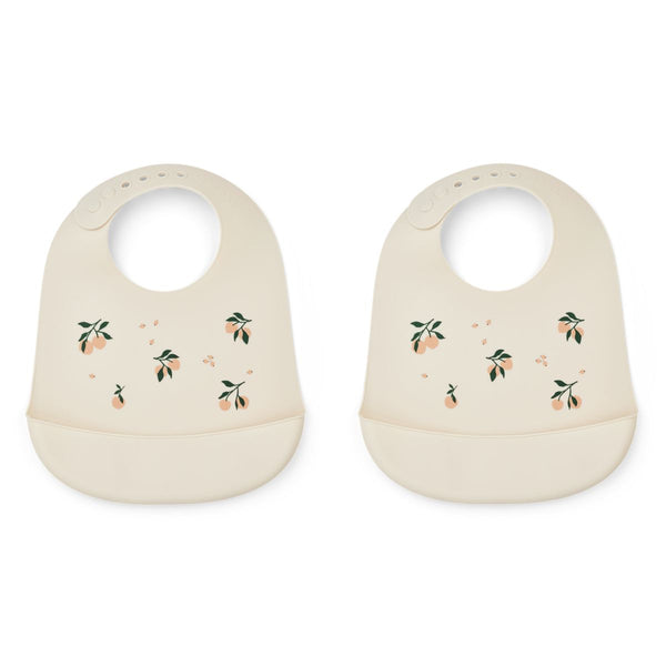 Liewood Lot de 2 bavoirs en silicone Tilda - Peach / Sea shell mix - Bavoir