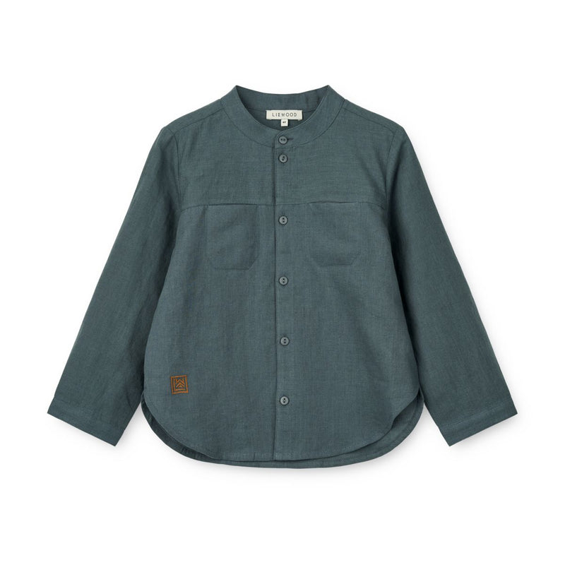 Liewood Chemise En Lin À Col Cravate Flynn - Whale blue - Chemise
