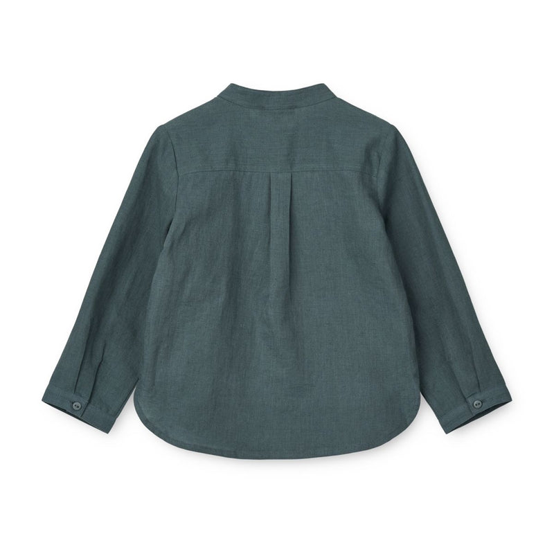 Liewood Chemise En Lin À Col Cravate Flynn - Whale blue - Chemise