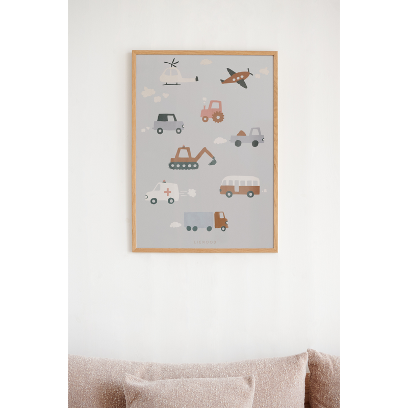 Liewood Affiche Beverly - Vehicles / Dove blue - Affiche