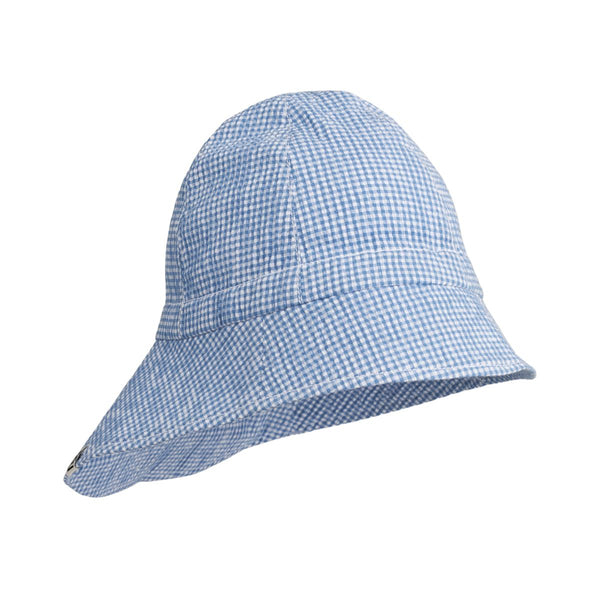 Liewood Chapeau De Soleil En Coton Sunneva - Y/D Check Riverside / Crisp white - Chapeaux & Casquettes
