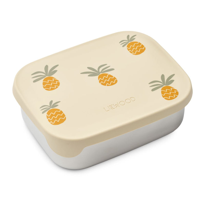 Liewood Lunch box en acier Arthur 900 ml - Pineapples /  Cloud cream - Boîte à goûter