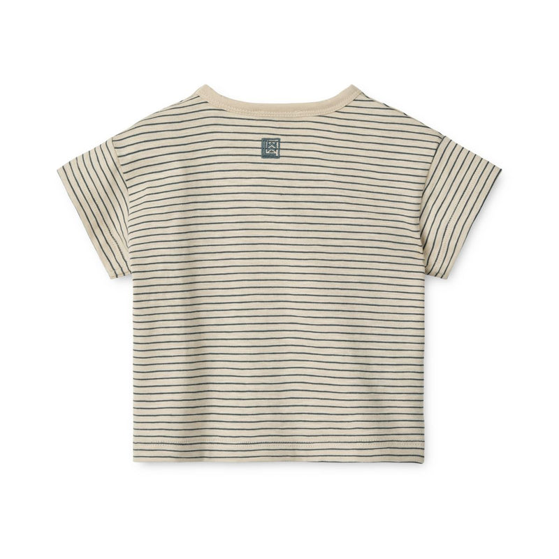 Liewood T-Shirt À Rayures Pour Bébé Dodoma - Y/D stripes Whale blue / Sandy - T-shirt