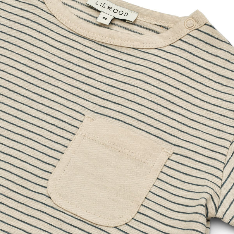 Liewood T-Shirt À Rayures Pour Bébé Dodoma - Y/D stripes Whale blue / Sandy - T-shirt