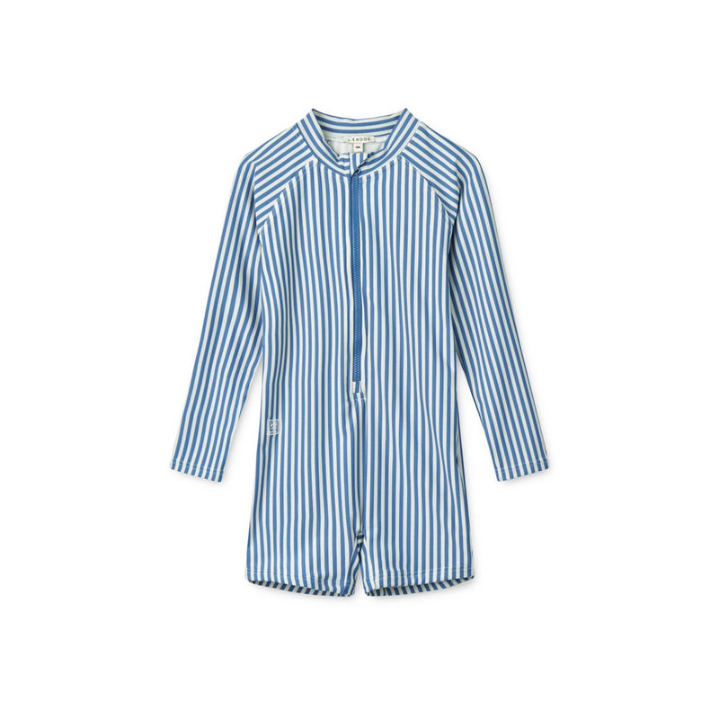 Liewood Maillot De Bain À Rayures À Manches Longues Max - Y/D stripe Riverside / Creme de la creme - Maillot de bain