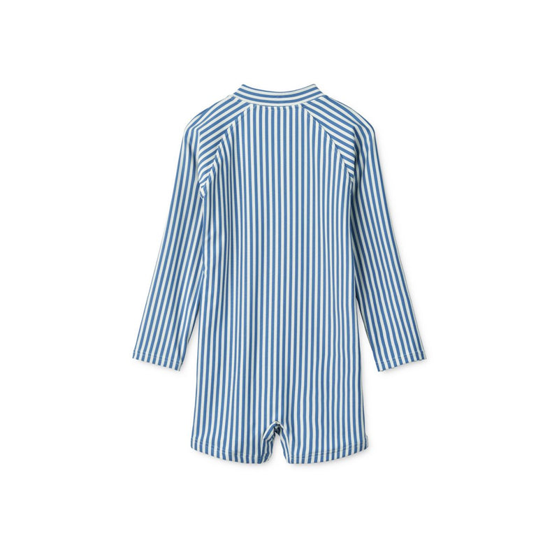 Liewood Maillot De Bain À Rayures À Manches Longues Max - Y/D stripe Riverside / Creme de la creme - Maillot de bain