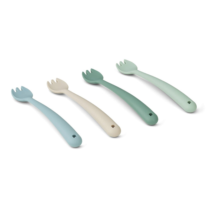 Liewood Lot de 4 fourchettes Scott  - Dusty mint multi mix - Couverts